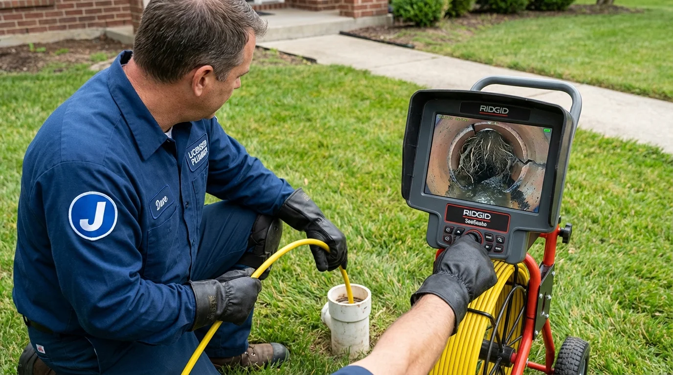Sewer camera inspection being performed by Johns Plumbing LLC in Lee