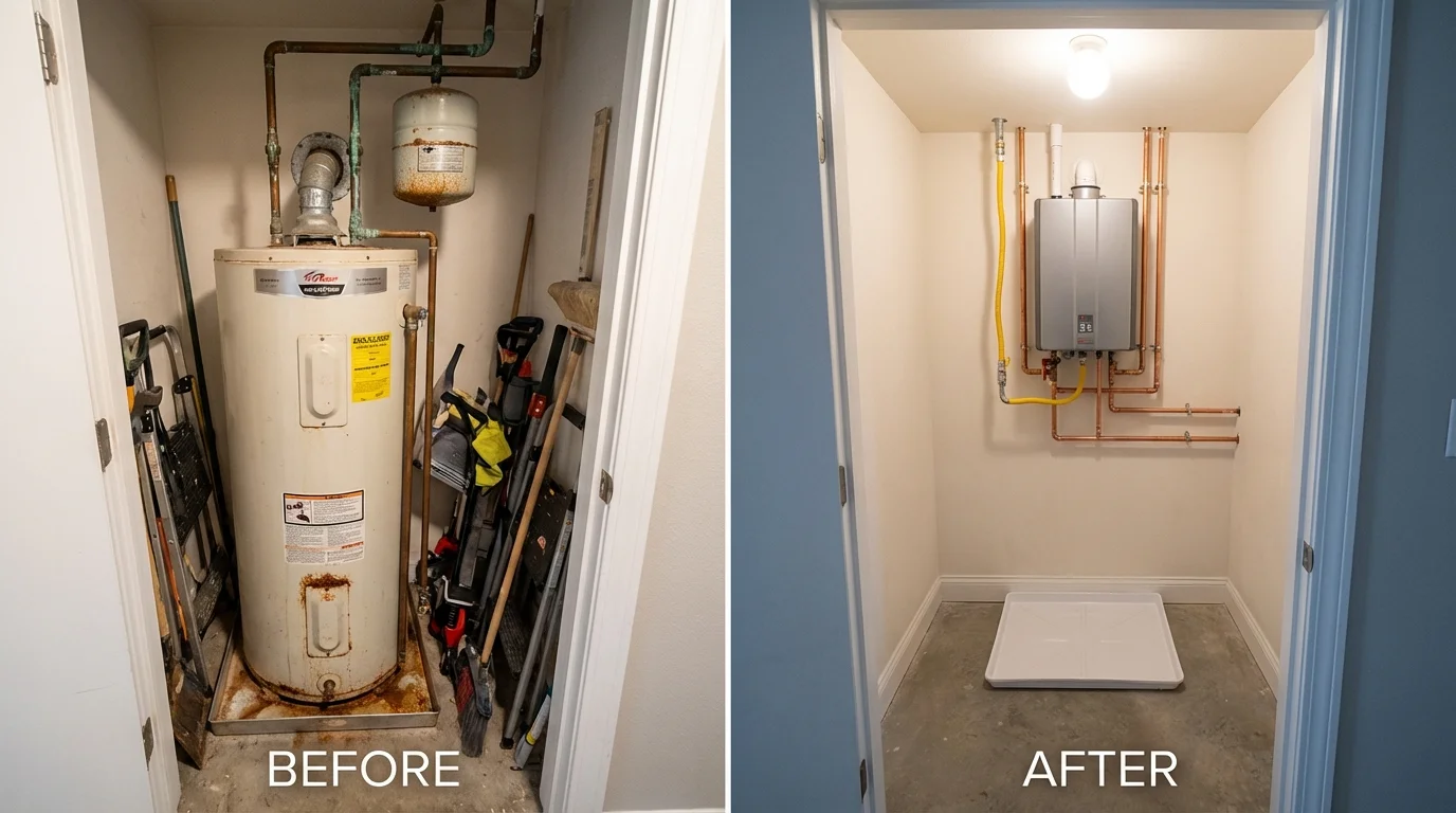 Tank water heater versus wall-mounted tankless unit comparison for Lee, NH homeowners