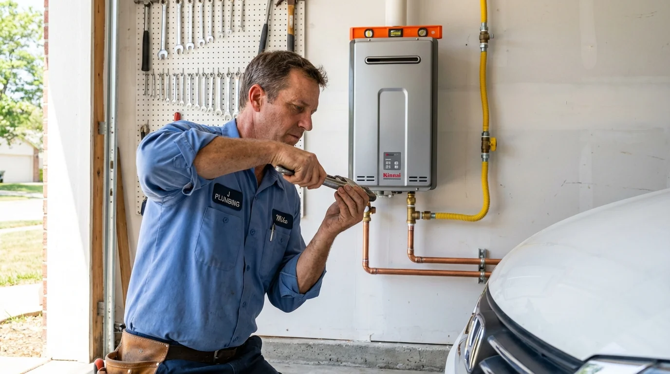 Tankless water heater installation by a Johns Plumbing LLC plumber in Lee